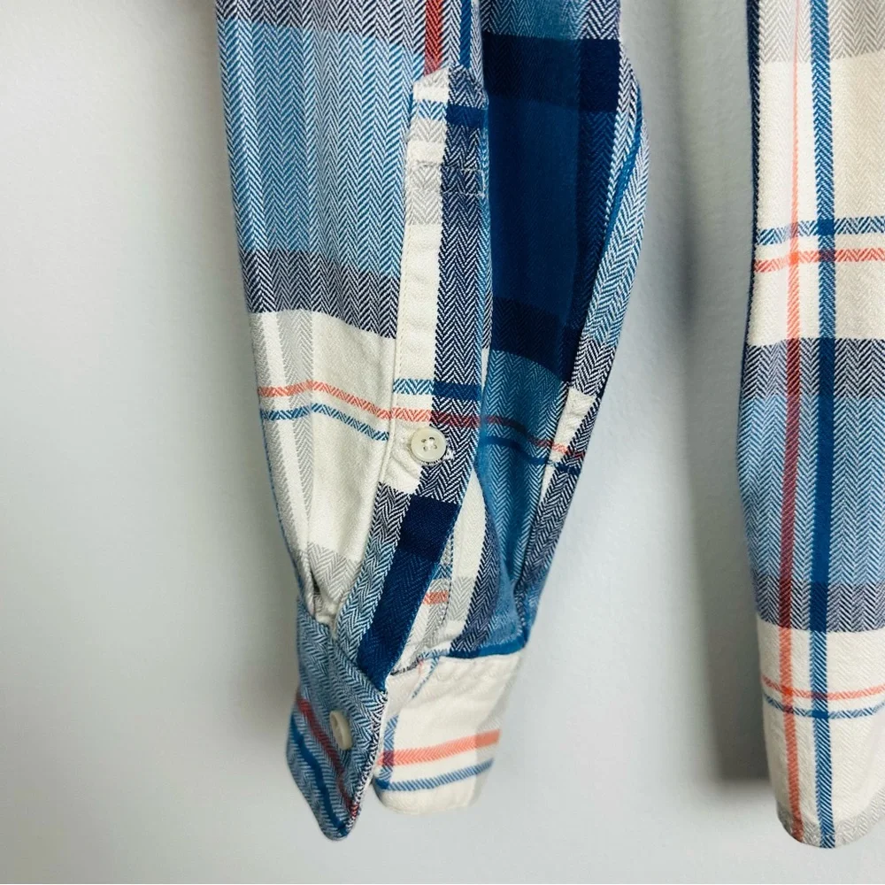 J Crew Mens Herringbone Collared Pullover Button Down Shirt Flannel Size Medium
